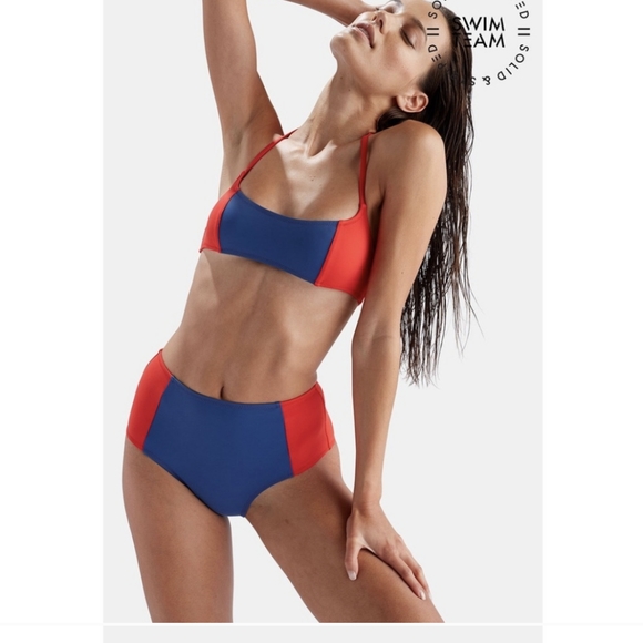 Nwt Jessica Hart Olympic colors solid & striped swim team bikini set S - Picture 6 of 7
